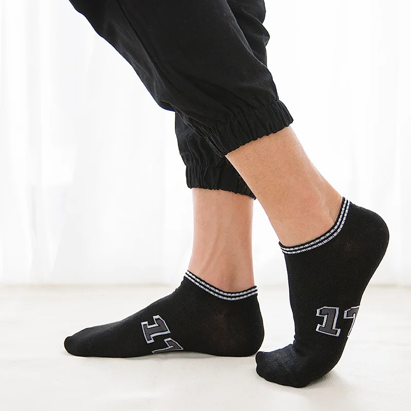 spring summer men cotton Man  Socks Digital Motion letter Male Low Cut Ankle Socks casual slippers 1pair=2pcs WS111