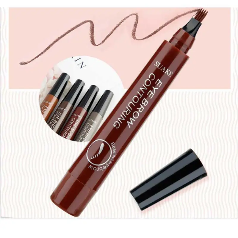 Four-headed Eyebrow Pencil Long-lasting Non-smudge Waterproof Sweat-proof Fine Liquid Eyebrow Pencil