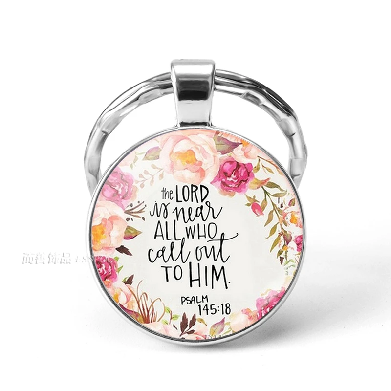 Bible Verse Psalm Keychain Pendant Key Chain Key Rings Key Fob Inspirational Quote Jewelry Christian Party Favor Gift