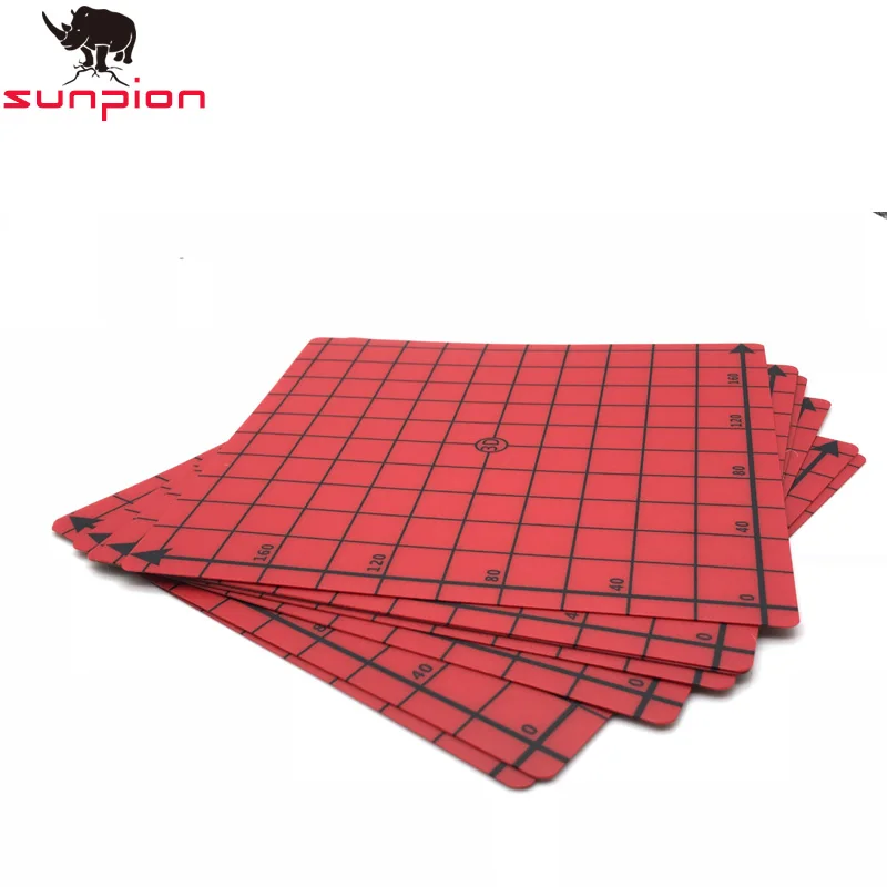 SUNPION 3d Printer Heated Bed Sticker Coordinate Printed 220x220mm Hot Bed Surface Sticker Red  for 3D Printer Parts 2pcs/lot