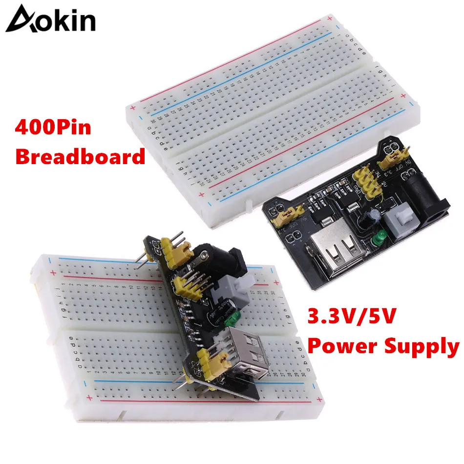 Breadboard Power Supply Module 3.3V 5V for Arduino Board with Breadboard 400 Point