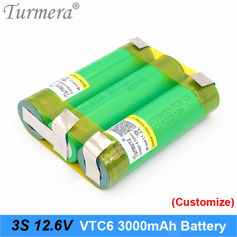 Lot de batteries, pour tournevis, personnalisable, 3S 12,6V 4S 16,8V, décharge 30 A, US18650VTC6, 3000MAh