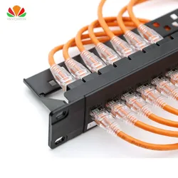 Hot 1U 24 2U 48 Port Pass-through CAT6 Patch Panel RJ45 connector Network Cable Adapter Keystone Jack Modular Distribution Frame