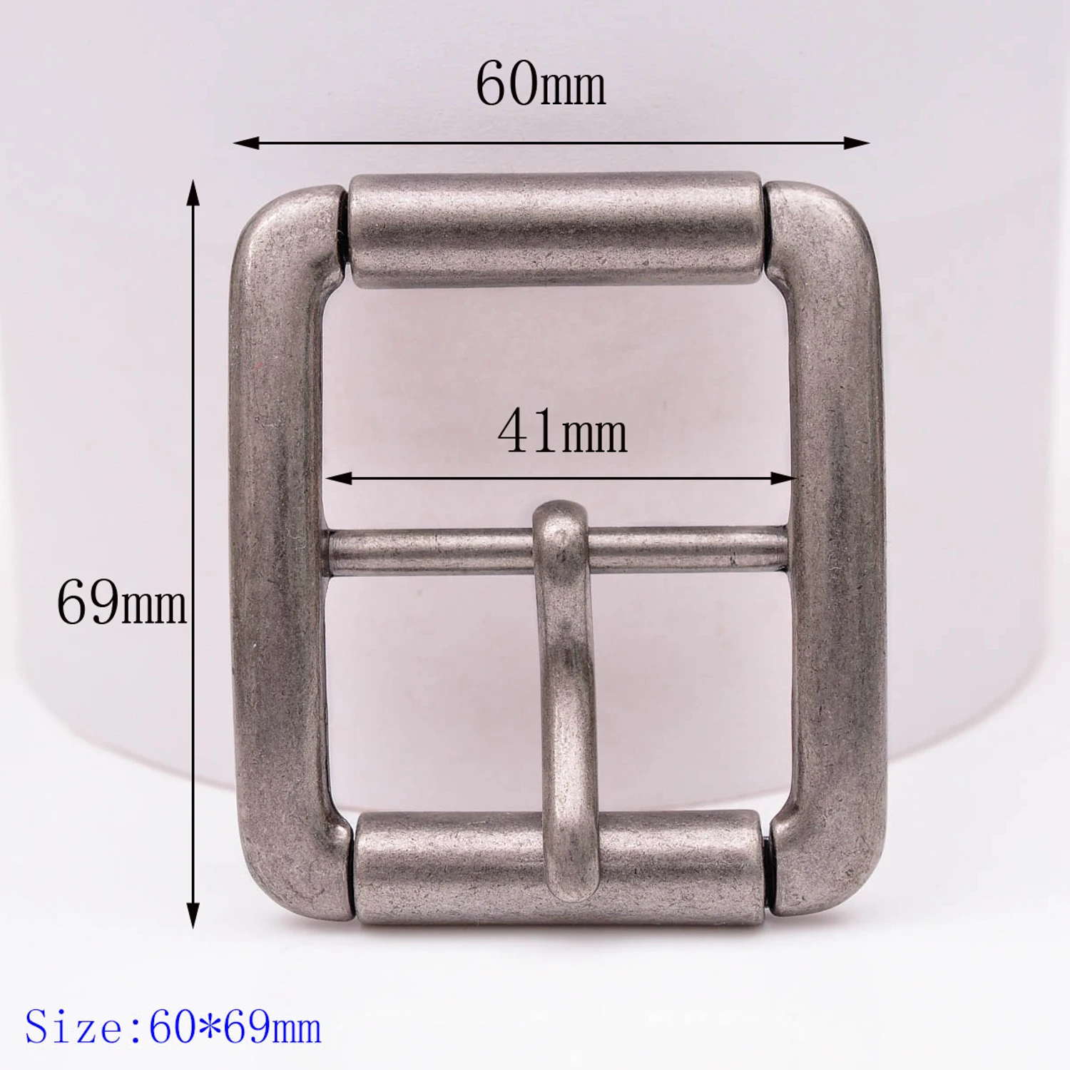 Heavy Strong Rectangular Antique Center Bar Pin Roller Belt Buckle Fit 41mm Belt 69X60MM