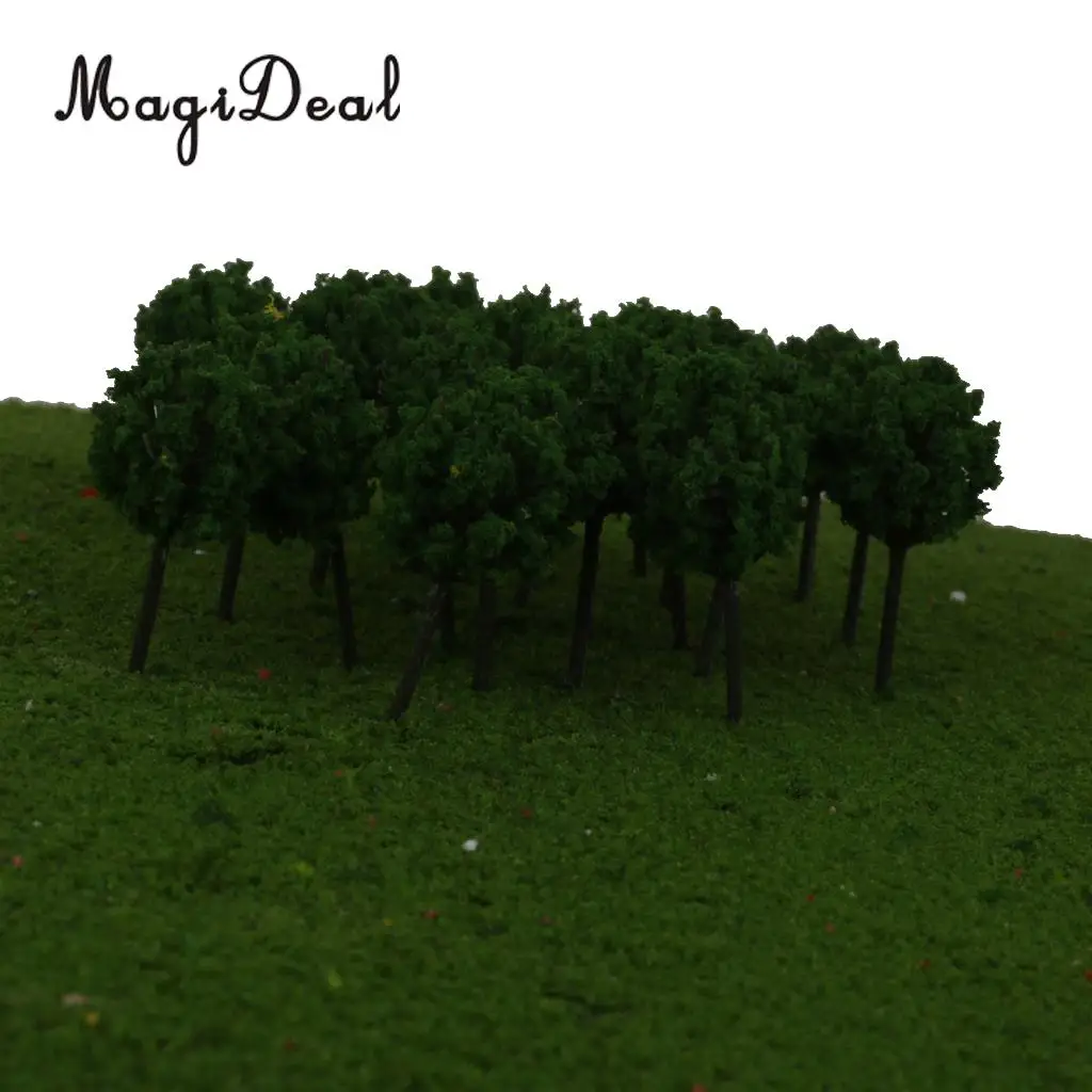 50Pcs 1/300 Scale 4cm Dark Green Model Trees Z Scale Train Street Park Countryside Model Building Scenery Landscape 4Colors