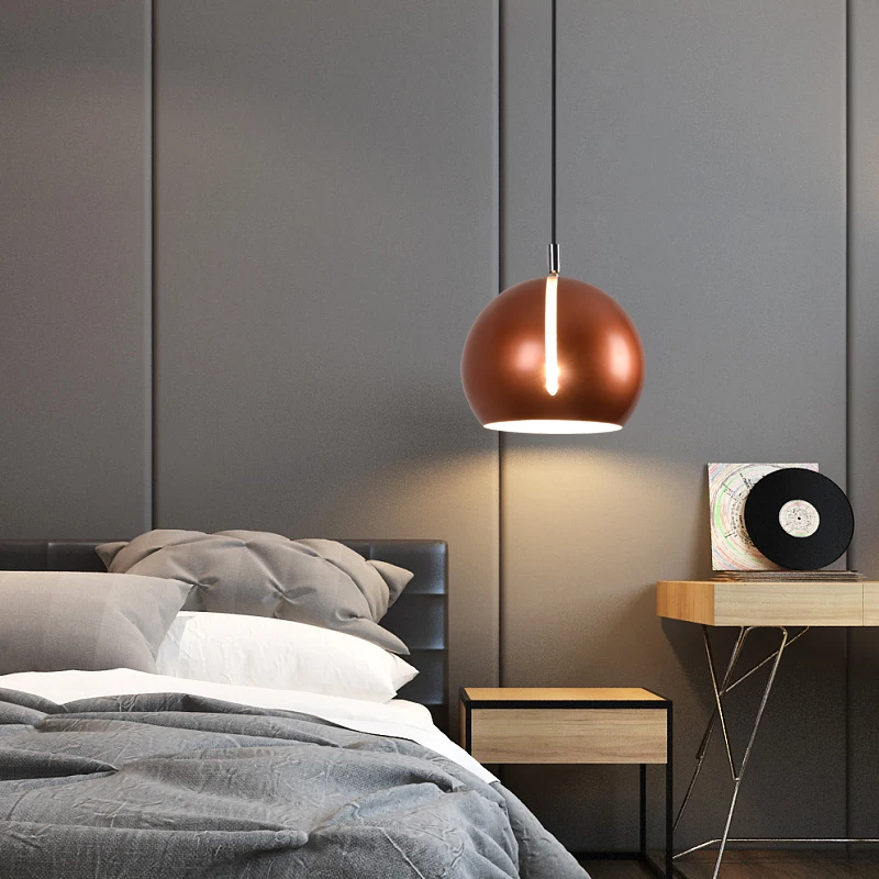

Europe Hanging Lights Creative Personality Round Led Lamp Modern Simple Bedroom bedside lamp Dining Room E27 Pendant Light