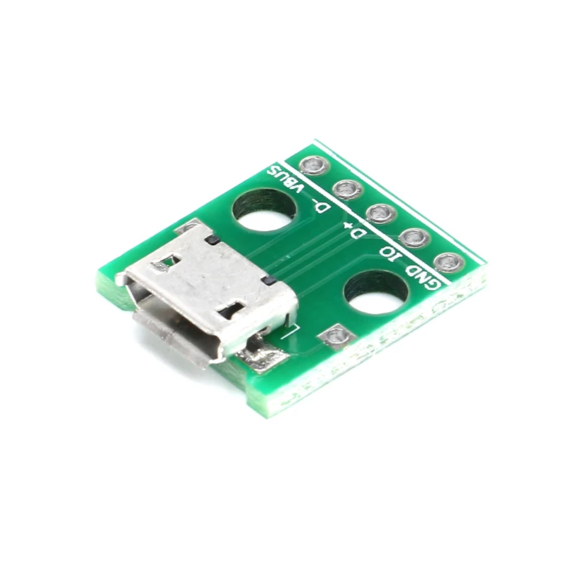 10pcs Micro USB To DIP  Adapter 5pin Female Connector Module Board Panel Female 5-Pin Pinboard B Type PCB 2.54 MM