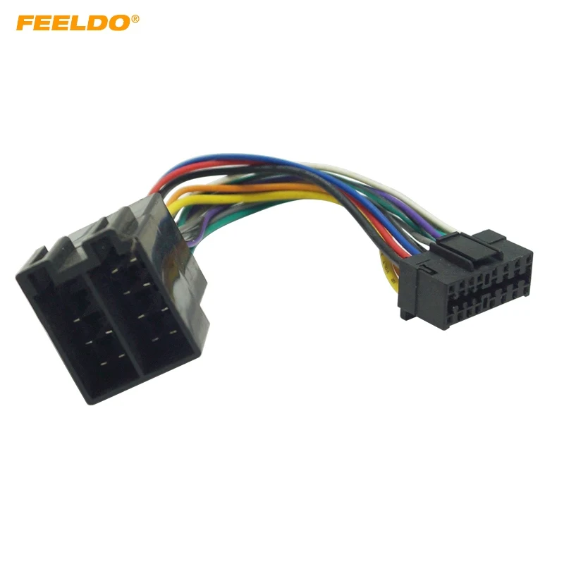 

FEELDO 10Pcs Car Stereo Radio Wire Harness Adapter For Sony 16-Pin Connector Into Radio To ISO 10487 Connector Into Car