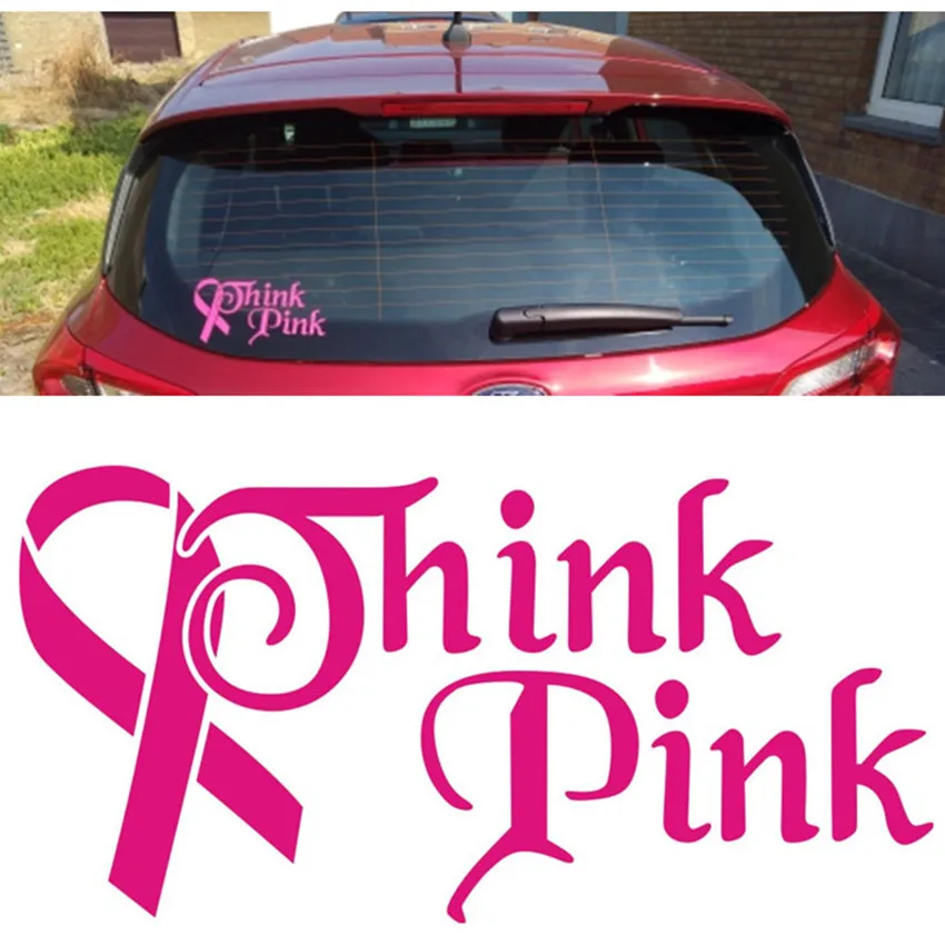 Think Pink Breast Cancer Ribbon Car Decals for Women Pink Girl Breast Cancer Awareness Pink Ribbon Vinyl Car Decals and Stickers