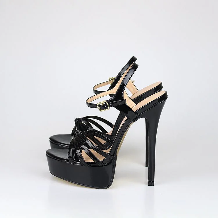 Sexy 16 Cm Heels Ladies Platform Strappy Knot Sandals Night Club Ultra High Heels Cross Dresser Sandalias Shoes Big Size