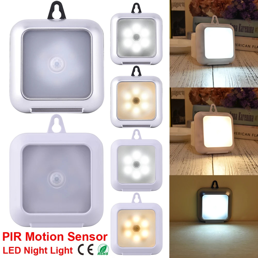 

Ultra Slim Portable Wall lamp PIR Motion Sensor LED Cabinet Light Square Night Light with hook LED Light LED Night light D35