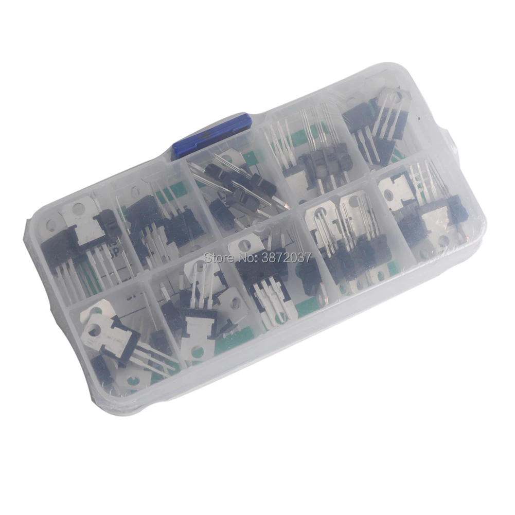 50 pz/lotto DIYmall 10value * 5 pcs L78/LM317T TO-220 Transistor Assortimento Kit Con La Scatola di Plastica