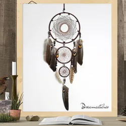 Eagle feather dream catcher big 3 iron ring indoor pendant Indian dream catcher pendant gift gift wedding decoration big dreamca