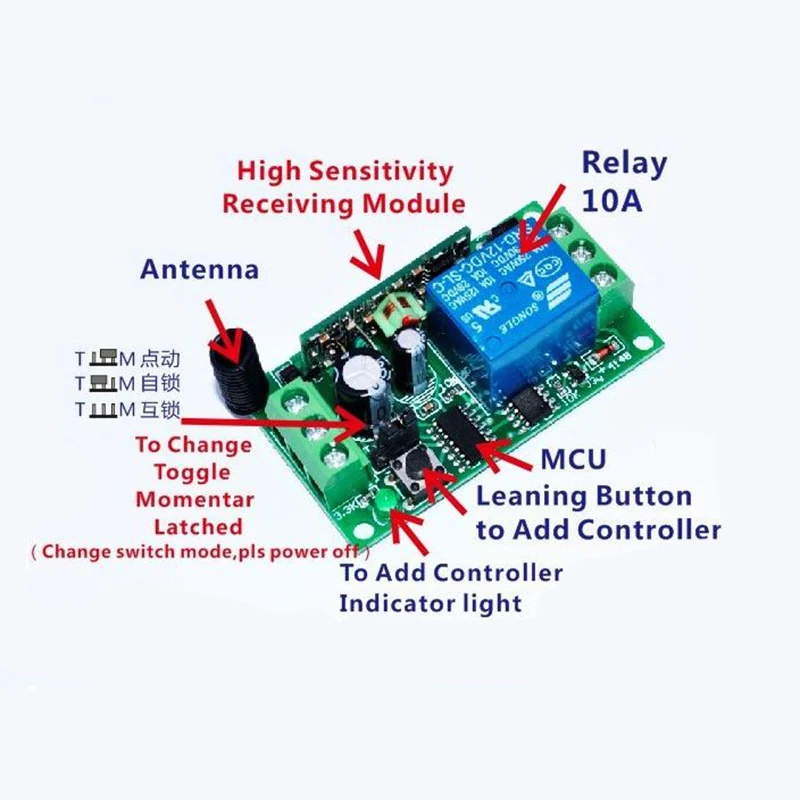 3000M Long Range DC 12V 24V 1 CH RF Wireless Remote Control Switch System 315/433 MHz Transmitter + Receiver