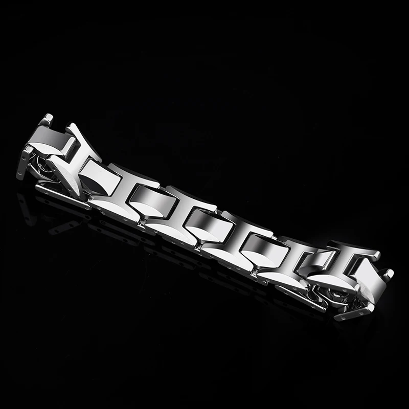 Pulsera de carburo de tungsteno pulido con piedras magnéticas y germanio para hombres, joyería, grabado, 10,5mm de ancho