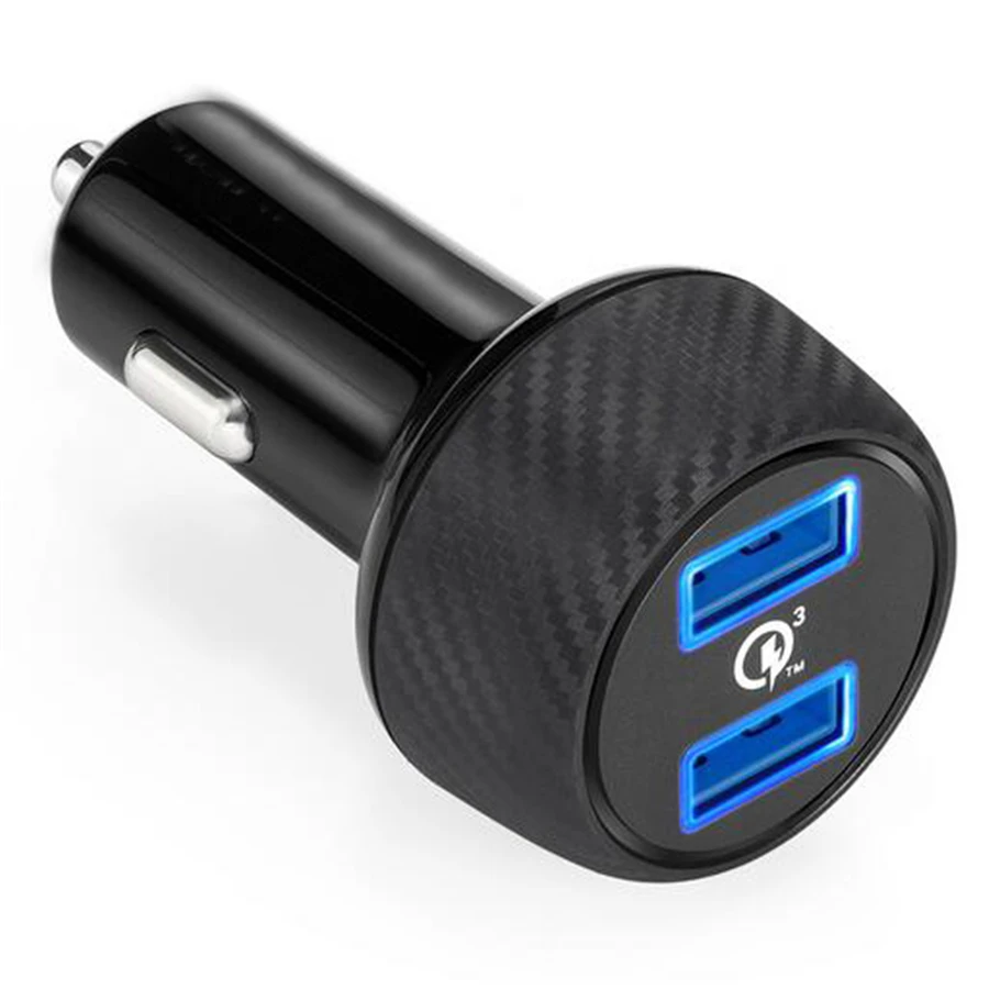 

QC3.0 Car charger Dual Port High Speed Vehicle Charger 3.6-6.5V=3A, 6.5-9V=2A,9-12V=1.5A for iPhone 8 7 X