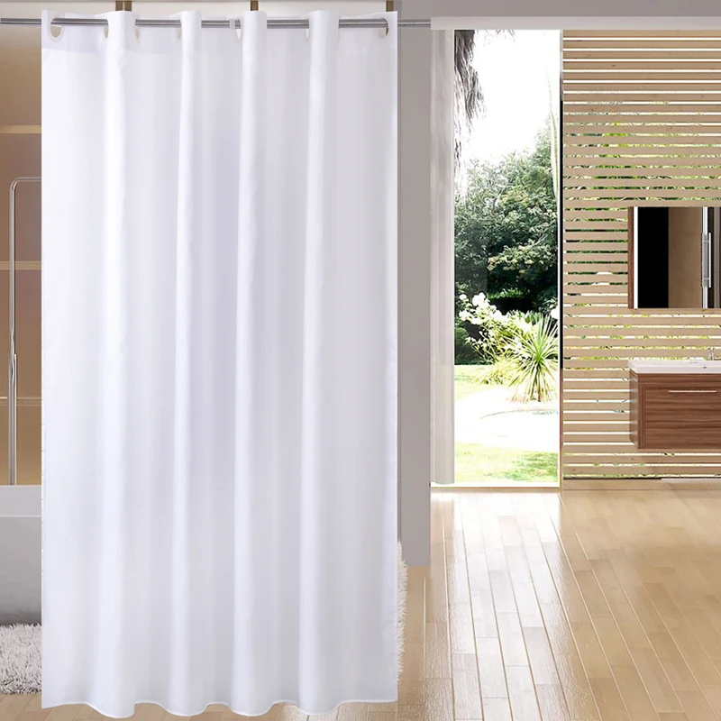 1pcPolyester Shower Curtain Waterproof/No More Mildew s Bathroom Curtains Without Hooks, Hookless Shower Curtain , White Curtain