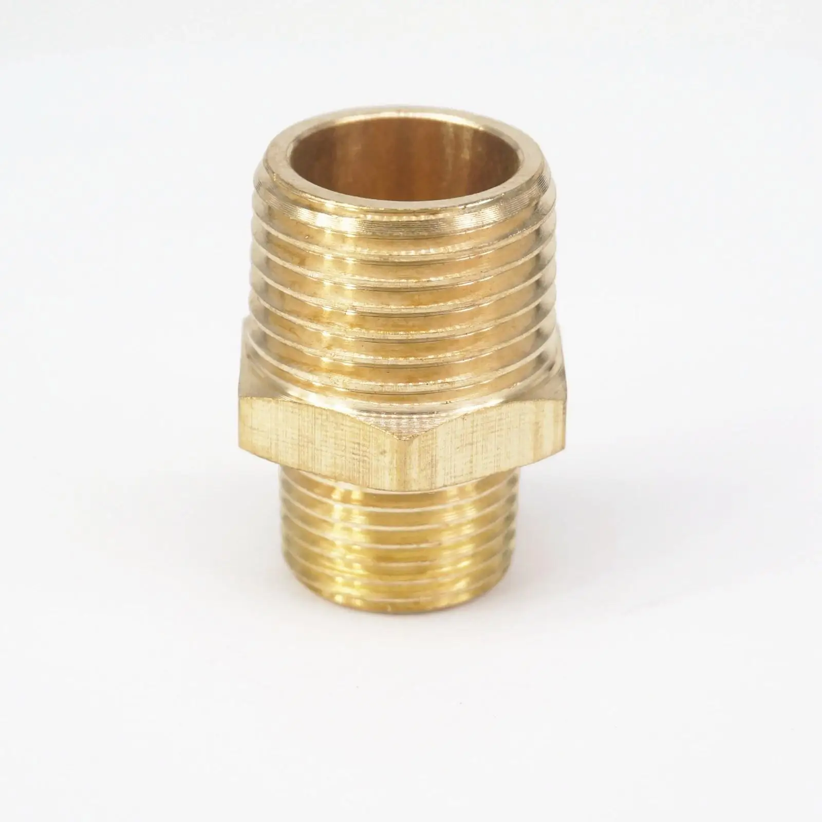 

1/2" NPT x 3/8" NPT Male Hex Nipple Reducer Brass Pipe Fitting Connector Adapter Water Gas Oil Fuel Max Pressure 229 PSI