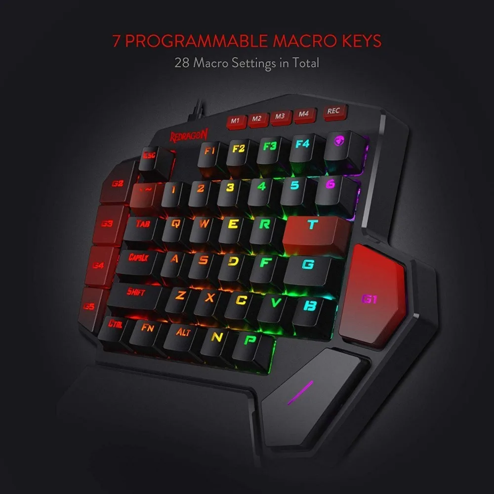 Redragon K585 DITI One-Handed RGB Mechanical Gaming Keyboard 42 Keys Blue Switch LED Left Hand Mini Keypad For Mobile Game