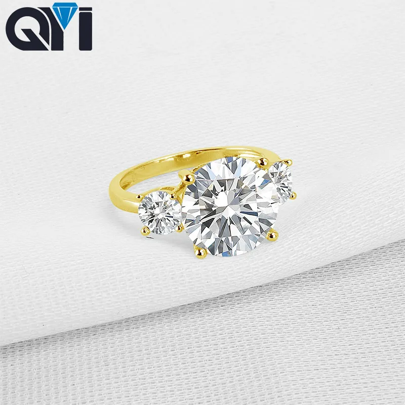 

QYI 4.75 Ct 14K Solid Yellow Gold Rings Women Jewelry Round Cut Moissanite Diamond Wedding Engagement Ring