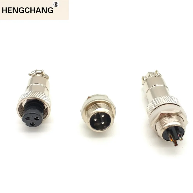 GX12 3p Male Female 12mm Wire Panel Connector Aviation Plug Circular Socket Balance Scooter Charging Interface 2set