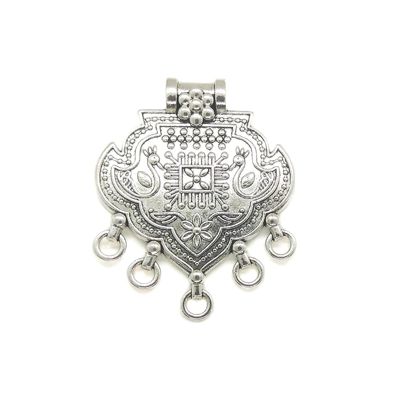 New Fashion 62*50mm 1pieces/bag Retro  Zinc Alloy Hearts Shape Connectors Pendant for Necklace Handmade Jewelry Accessories