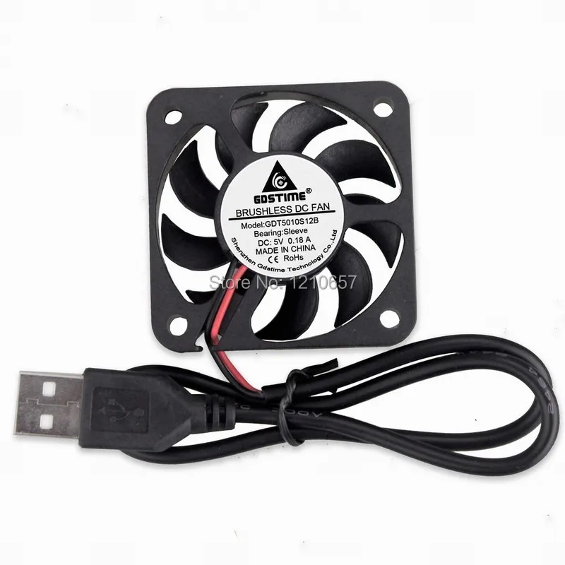 2 pcs DC 5V Fan Cooler 50mm 50x50x10mm 5010 USB PC Case CPU Motor Cooling Radiator Fans