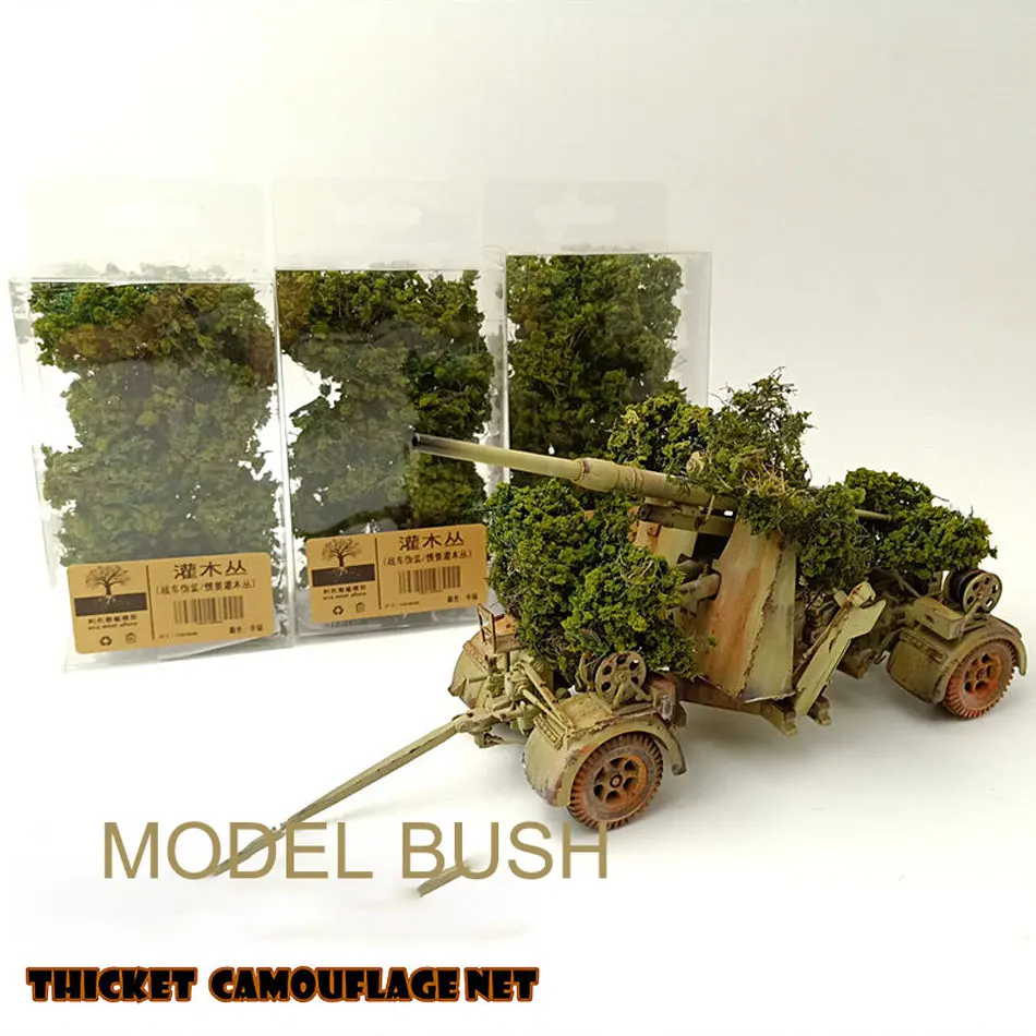 Miniature Bush DIY Model Making Simulation Military Scene Material Chariot Camouflage Net Railway Train Layout for Diorama 1Box