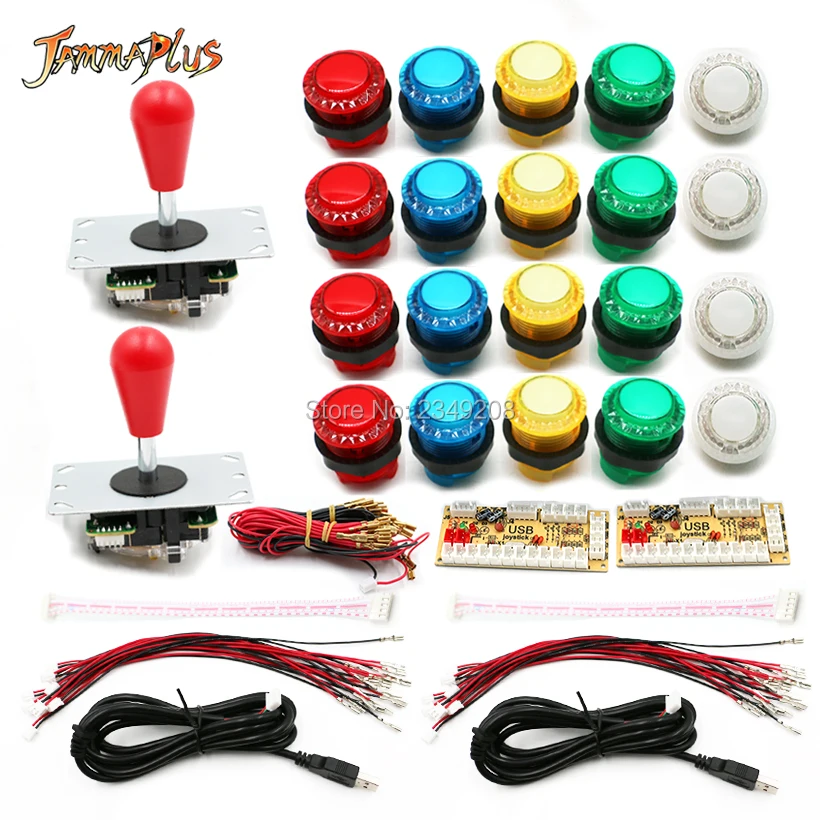 LED Arcade Kit HAPP Joystick DIY Zero Delay Arcade Joystick Controller USB To PC & Raspberry pi 5V illuminated Push Buttons