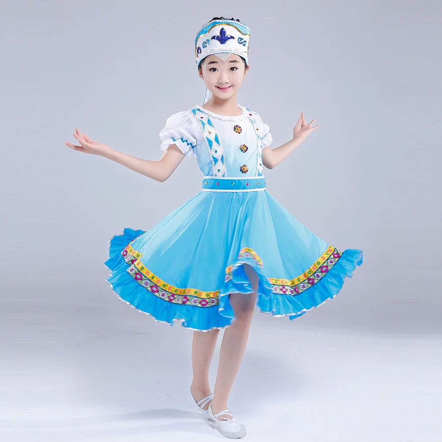 Songyuexia Children Russia Nation Performance Clothing Modern Stage Show Costumes Child Princess Skirt Party dance Dress