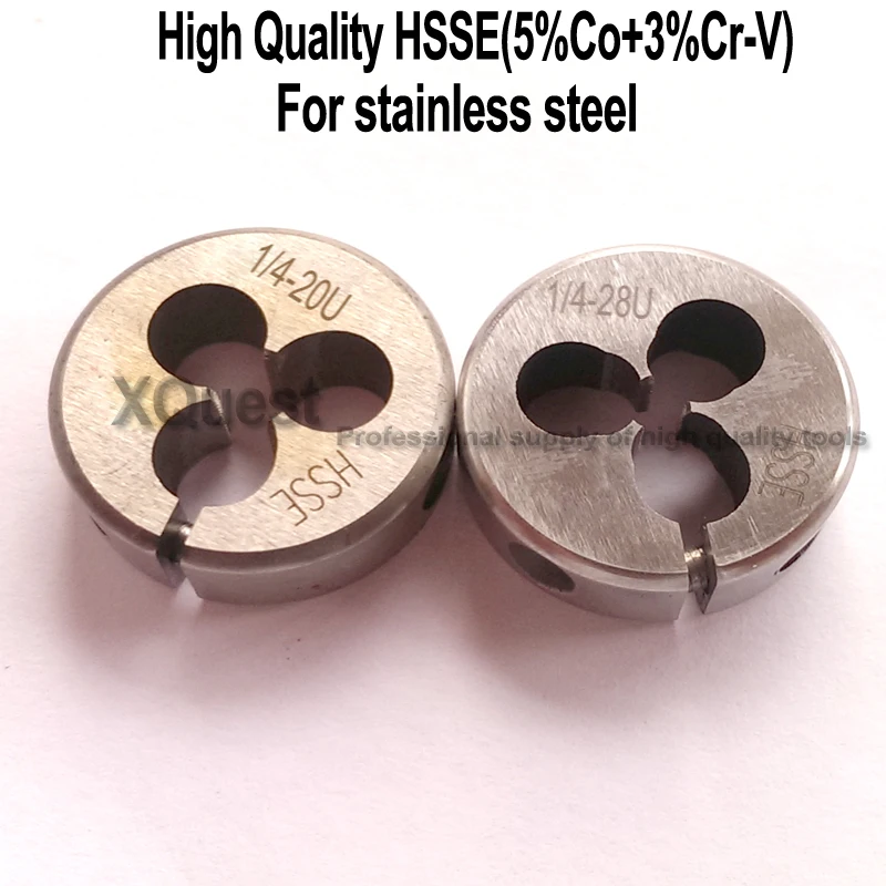 XQuest HSSE Round Split Die UN 1/4-20 5/16-18 -24 3/8-16 7/16-14 1/2-13 -20 Unified Fine Thread Adjustable dies 1/4 -28 -32 -36