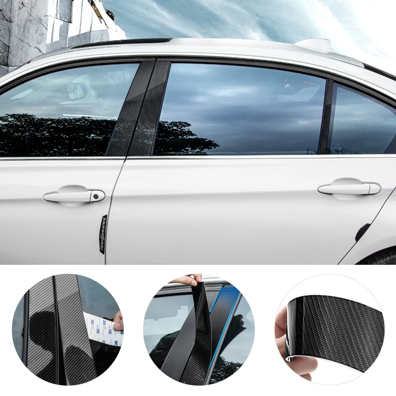 For BMW 5 Series E60 2005-2010 F10 2011-2017 Car Carbon Fiber Interior Door Window B-pillar Molding Cover Accessories