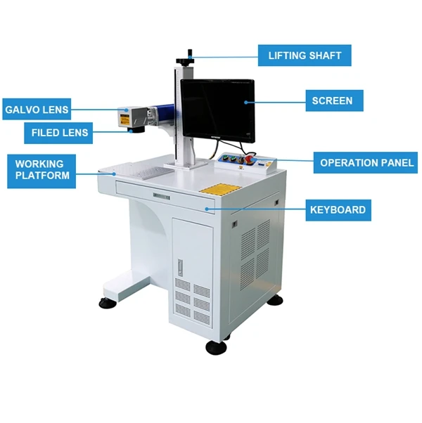 20W Fiber Laser Marker Machine Metal Laser Marking Engraving Machine With Rotary Device