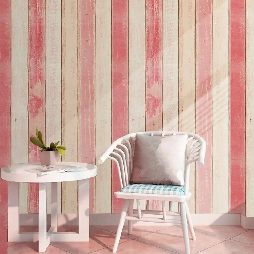 

Vintage Wood Grain Wall Paper Baby Girl Boy Child Rooms Striped Wallpaper 3d Vinyl Self Adhesive Pvc Furniture Wallpapers W005