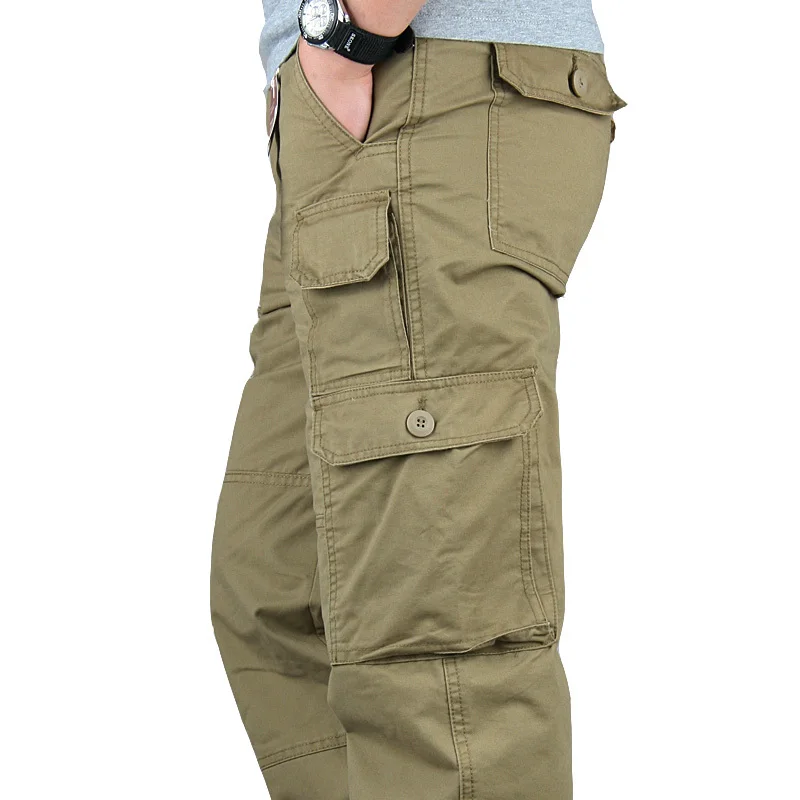 Outdoor Climbing Fishing Camp Multi-pocket Cargo Pants Spring Autumn Men Sports Cotton Trousers Overalls