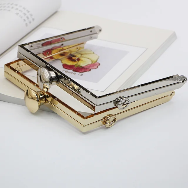 18cm Złoty / Srebrny Kwadratowy Okrągły DIY Torebka I Torby Części Metalowa Rama Torebki Ze Śrubami Obag Wallet Box Clutch Frame