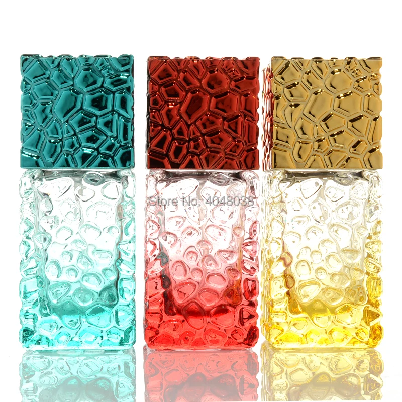 10 pcs/lot Cosmetic Refillable Container Colorful Glass Perfume Bottle Water Cube Shape Toner Spray Vials 25 ML Perfume Bottle