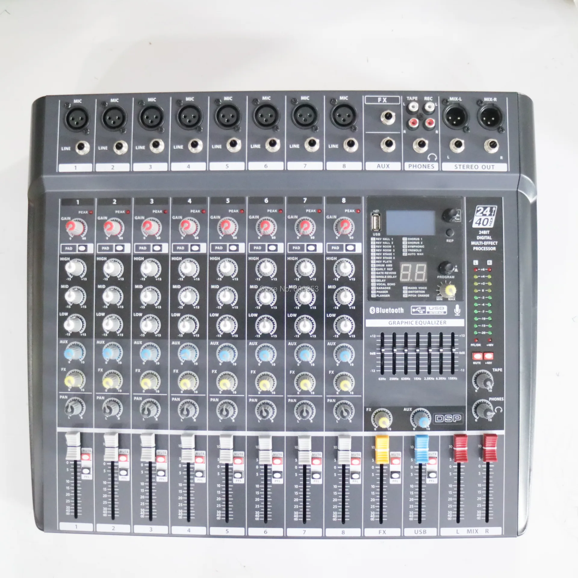 MICWL-Consola de mezclas ZDR800 con micrófono inalámbrico, mezcladores de estudio en vivo con Bluetooth, procesador de efectos digitales de 24 bits