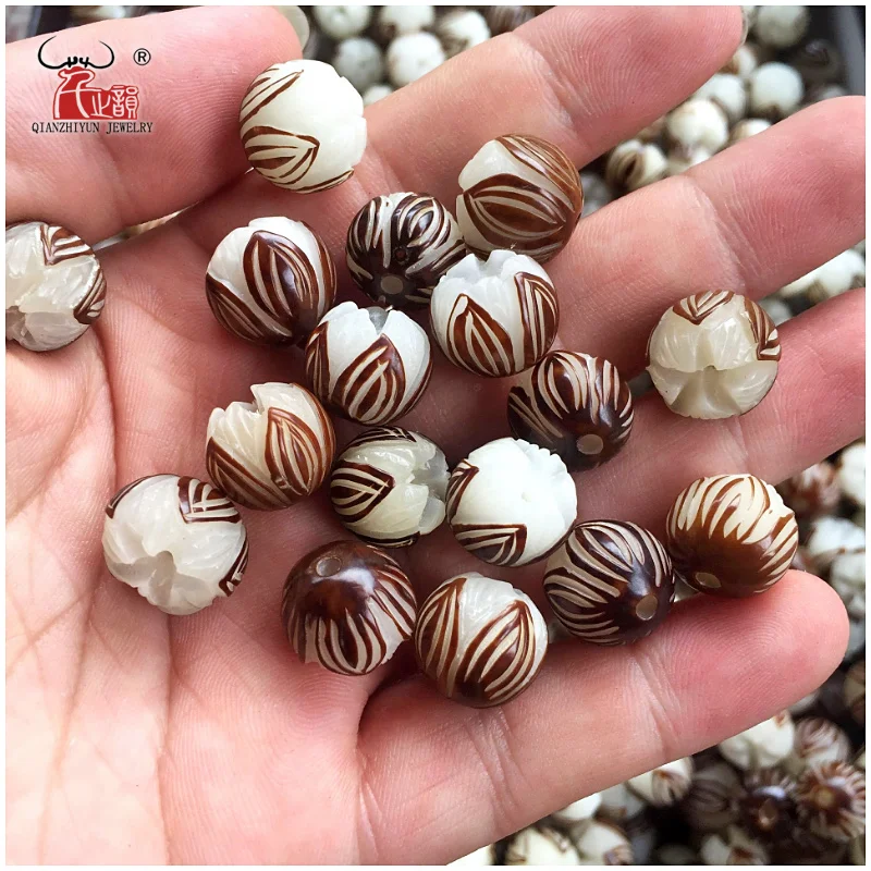 20PCS Natural Palm Fruit bead Hand-carved lotus beads flowers beads for jewelry making Yoga bracelet necklace bodhi DIY beads