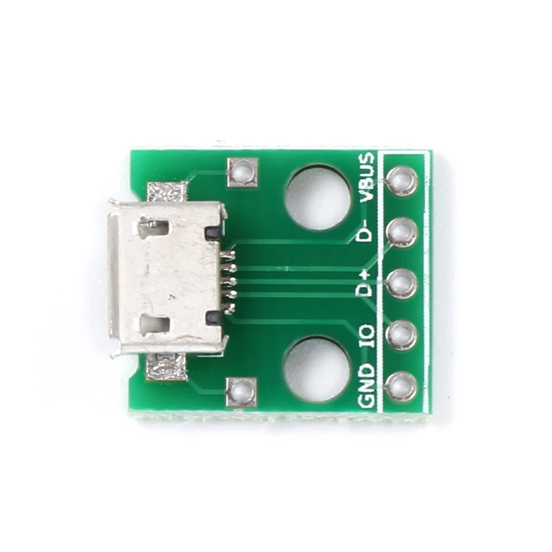 10pcs Micro USB To DIP  Adapter 5pin Female Connector Module Board Panel Female 5-Pin Pinboard B Type PCB 2.54 MM