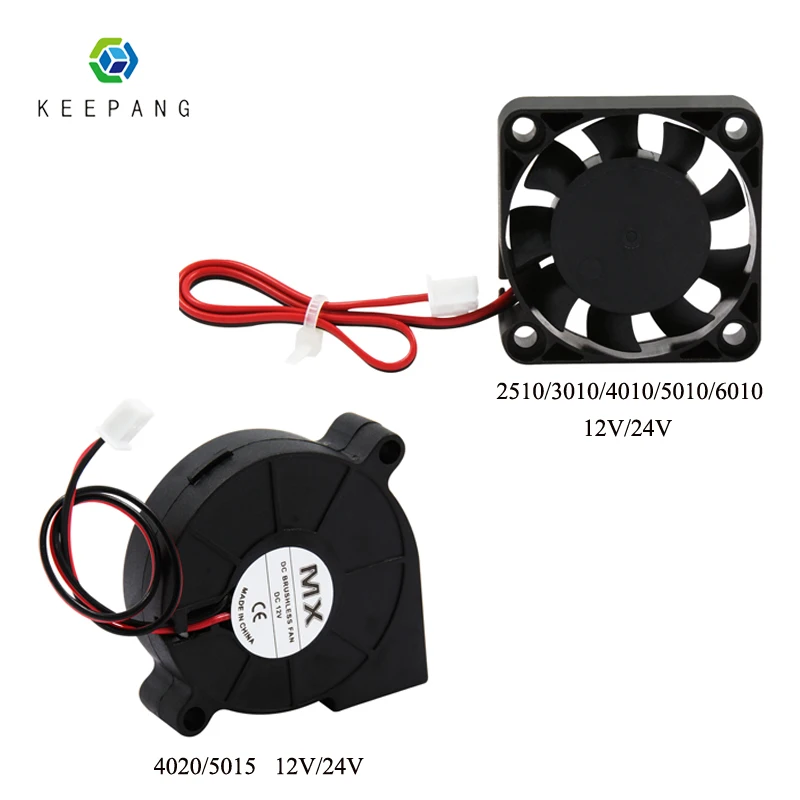 

DC 12V 24V Cooling Fan 4020 5015 3D Printer Turbo fan 2510 3010 4010 5010 6015 Fan Hot End Extruder For MakerBot RepRap Printer