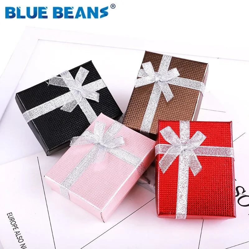 Hot sell Jewelry Necklace Earrings Ring packaging Box Paper Gift Box Jewellery Organizer sponge boxes gift Bangles Bow Red 2019