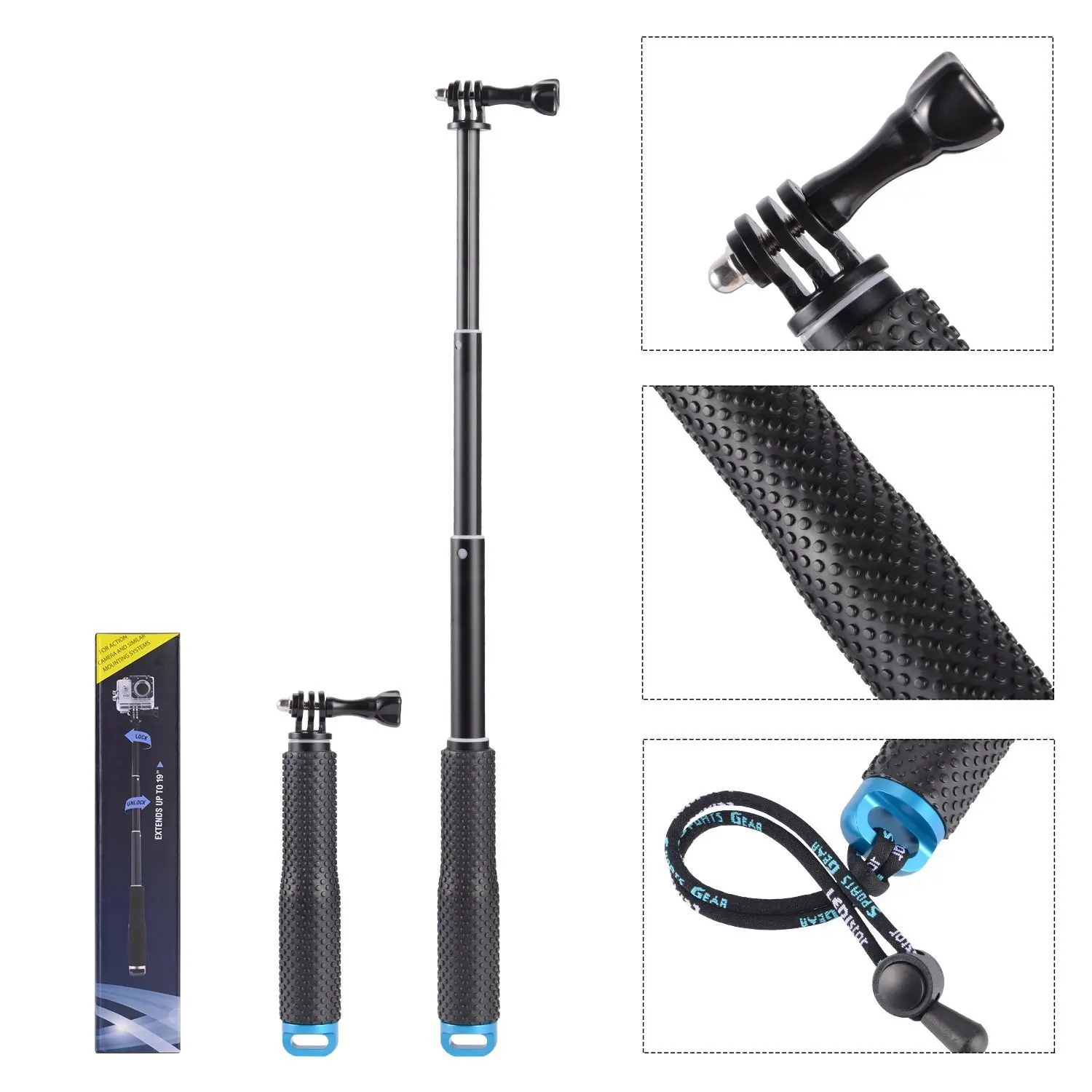 Selfie Stick 19-Inch Movement Camera Selfie Rod Accessories Tri-Fold Rod For GoPro Accessories