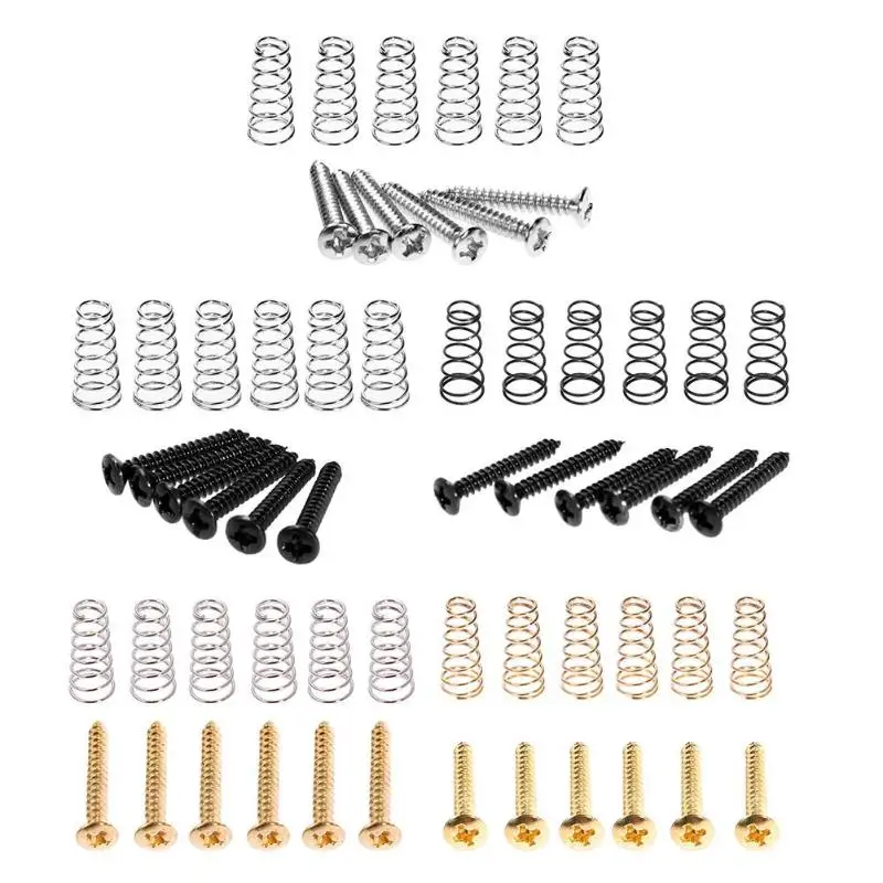 6pcs Electric Guitar Single Coil Pickup Mount Height Screw with Spring 25mm*5mm Guitar Screws Springs Guitarra Tornillo Resorte