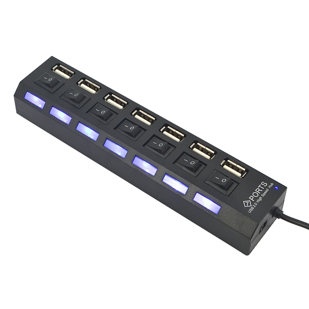 4/7 Port USB HUB Multi USB 2.0 Splitter 480 Mbps High Speed Converter Adapter with on/off Switch For MacBook PC Notebook