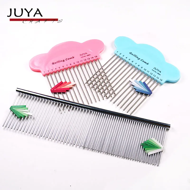 JUYA Quilling Comb, 4 styles, Blue and Pink is traditional style, 2 functions comb and 2 small combs is new.