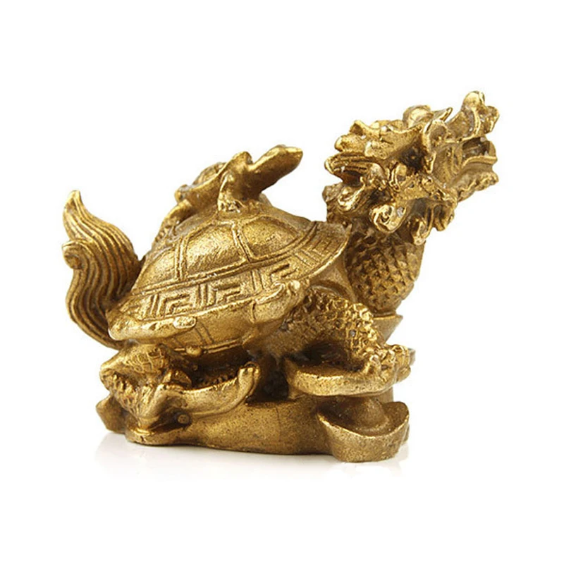 

Brass Feng Shui Dragon Turtle Tortoise Statue Coin Money Wealth Luck Figurine