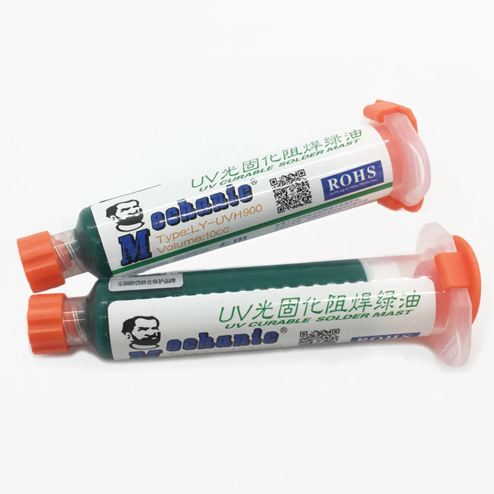 NEW 2Pcs Mechanic 10cc Green UV Solder Mask BGA PCB Paint Prevent Corrosive Arcing Soldering Paste Flux UV Photosensitive Inks