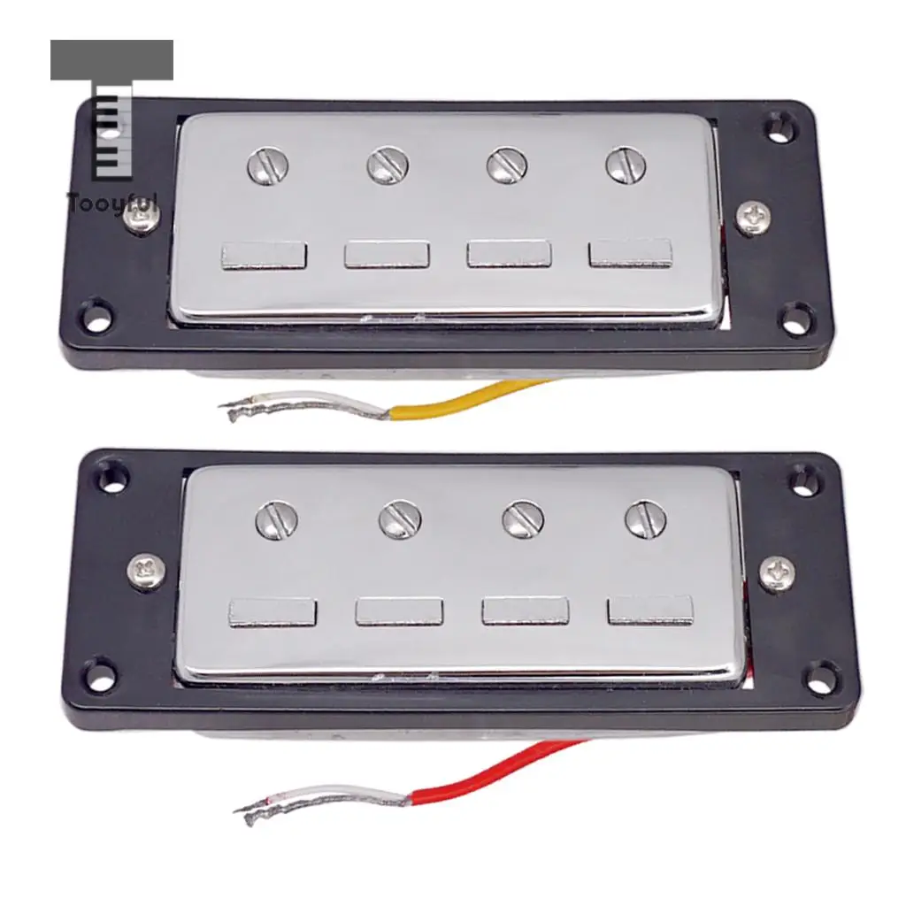 2pcs Plastic Electric Guitar Humbucker Pickups Bridge Neck Set with Black Frame for 4 String Electric Bass Pickups DIY Accessory