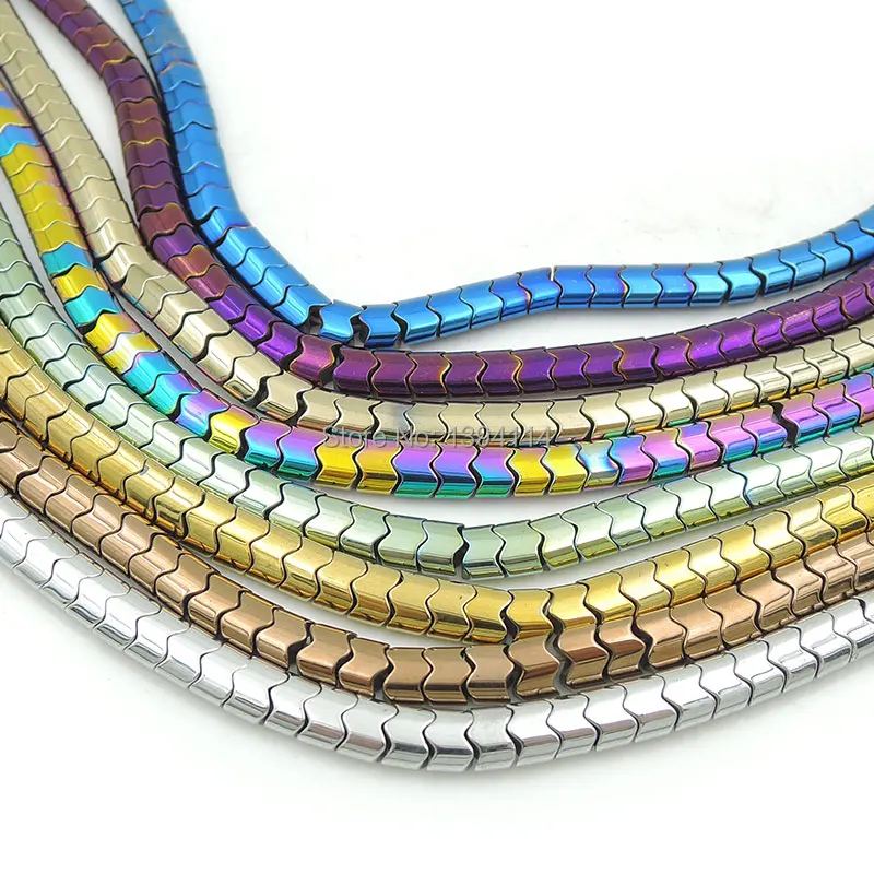 5*4*3mm Titanium Colors Glossy Hematite Oval W Beads 16 Inch Full Strand